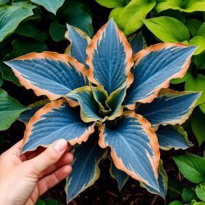 Хоста Океан Вью купить по цене от 960р. в интернет-магазине «Посадика» с доставкой почтой в в Балейе и по всей России – [изображение №1].